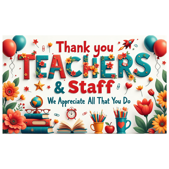 Decorative Design Teacher Appreciation Banner Floral Elements Staff Recognition Celebration for School Environment Office Decoration Event Celebration