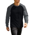 thumbnail image 2 of Umfun Men's & Big Men's Raglan Sleeve Crewneck T-Shirt Long Sleeve Casual Color Block Top Soft Breathable Sporty Basic Tee for Gym Running Daily Wear Autumn, 2 of 8