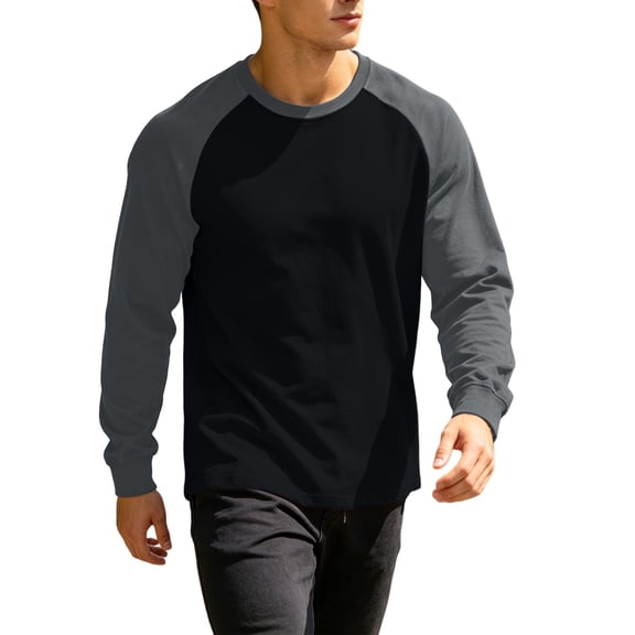 jjayotai Long Sleeve Shirts for Men Crew Neck Loose Fitted T Shirts Basic Tee Quick Dry Workout Running Shirts