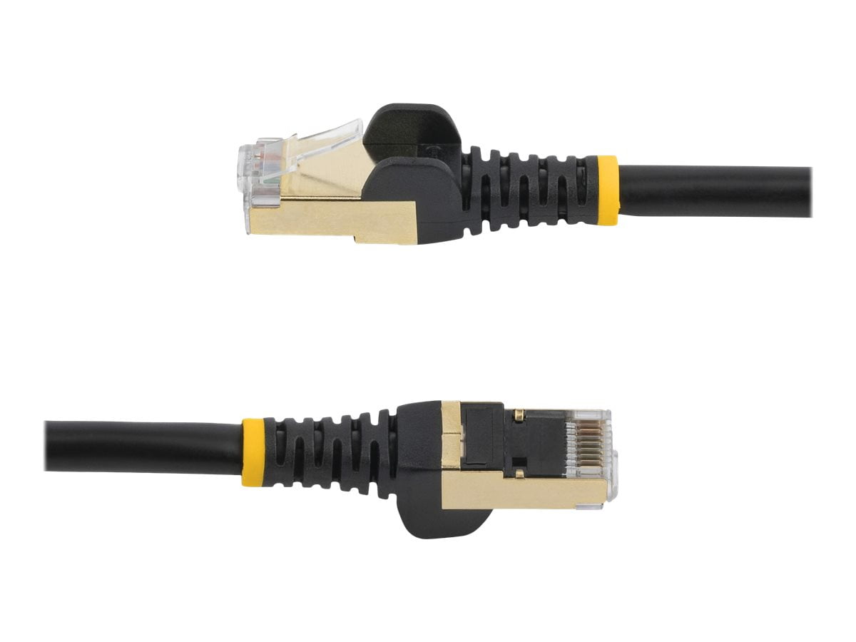 StarTech 1ft CAT6a Ethernet Cable - 10 Gigabit Shielded Snagless RJ45 100W PoE Patch Cord - 10GbE STP Network Cable with Strain Relief - Black - UL, TIA (C6ASPAT1BK)
