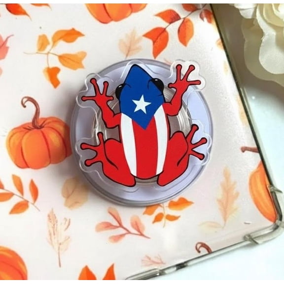 Puerto Rican Frog MagSafe Phone Grip, Puerto Rico Phone Grip Holder, MagSafe Grip for iPhone, Magnetic Stand, Perfect Gift