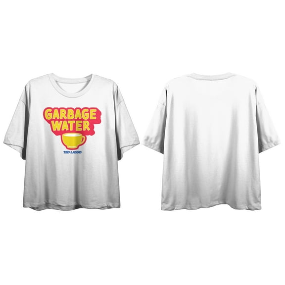 Ted Lasso TV Series Garbage Water Juniors White Crop T-shirt-Medium