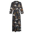 thumbnail image 4 of WFJCJPAF 2025 New Product Denim Dresses for Women,Large Size Women's Halloween Printed Seven Quarter Sleeved Lapel Dress - Black S, 4 of 5