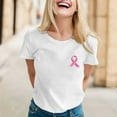 thumbnail image 2 of Cancer Awareness Shirts Women Pink Ribbon T-Shirts Cancer Fighter Heart Graphic Tee Short Sleeve Pink Ribbons Tee Tops (White,L, 2 of 4