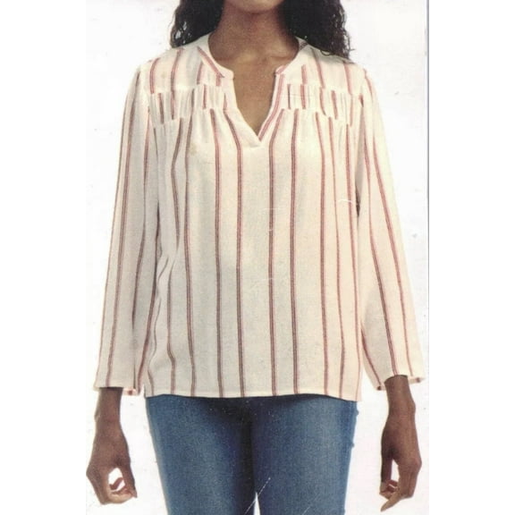 Splendid Ladies' V-Neck Blouse. Loose Fit, Size XL, Pink Stripe