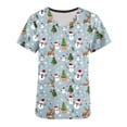 thumbnail image 4 of JINGWANGYHBD Nurse Uniform for Women Christmas Scrub Tops Stretchy Lightweight Shirts Xmas Cute Printed Uniforms V-neck Loose Casual Top, 4 of 5