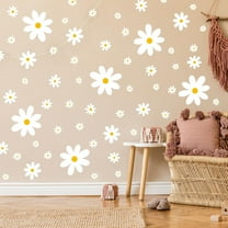 Lsupdaol 170-Piece Daisy Wall Decals - White Flower Wall Stickers, Peel & Stick Floral Wall Decor for Kids, Girls Nursery, Playroom, Bedroom & Living Room