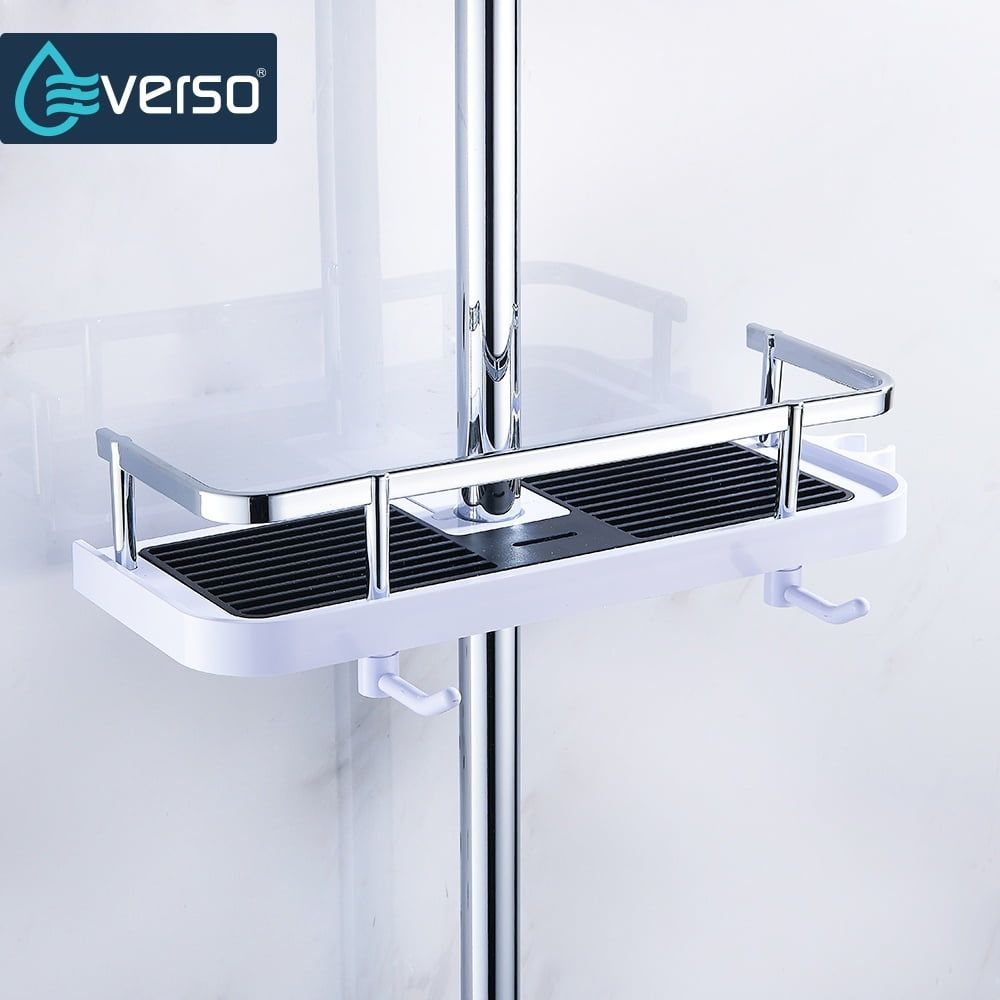 Portable Smooth Bathroom Pole Shelf Shower Storage Rack Organiser