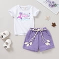 thumbnail image 2 of Younger Tree Toddler Baby Girl Summer Clothes Set Short Sleeve T-Shirt Shorts 2pcs Outfits for 6-12 Months, 2 of 7
