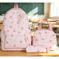 thumbnail image 5 of Large Capacity Bow Print School Backpack For Girls, Bright Vivid Color Simple Light Pack For Daily Commute Mall Visits & Weekend Outings (Pink-3Pcs), 5 of 5
