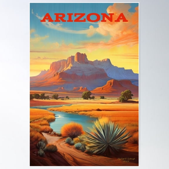 Nostalgic Arizona Travel Poster Poster Wall Art, Modern Wall Decor For Living Room Bedroom, 8x12 UNFRAMED