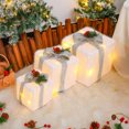 thumbnail image 5 of Vrorvz 3 Pack Christmas Decorations Christmas Lights Indoor Christmas Gift Box with String Lights 8 Modes Foldable Lantern Box for Home Party Window Decor Festive Atmosphere 15.7in White, 5 of 8