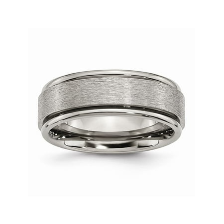 - Mens Titanium Ridged Edge 8mm Satin and Polished Wedding Band Ring Size 15
