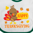 thumbnail image 4 of Inktastic Happy Thanksgiving with Cute Turkey and Leaves Boys or Girls Baby Bib, 4 of 4
