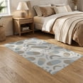 thumbnail image 2 of ODIKA 5'x7' Beige Abstract Geometric Washable Area Rug Modern Curved Shapes With Neutral Tones And Dynamic Design Non-Slip, Low Pile, Stain Resistant for Guest Room, Lounge, Apartment, 2 of 7