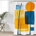 thumbnail image 4 of Shower Curtain Bathroom Set Orange Gradient Abstract Geometric Waterproof Fabric Shower Curtains with Grommets&Hooks Color Block Impressionist Style Privacy Bath Curtain for Bathtub 48x72in, 4 of 7
