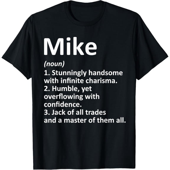 Funny Graphic Tee,Tops Has"Mike"Letter Pattern,Round Neck Regular Fit T-shirts, Size(S-5XL)