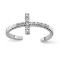 thumbnail image 4 of 925 Sterling Silver Rhodium-plated Cubic Zirconia Cross Toe Ring, 4 of 5