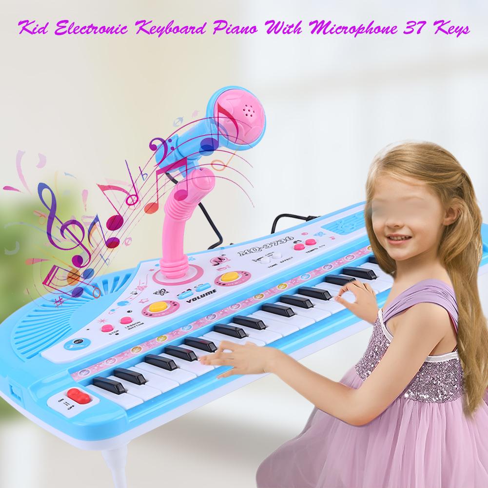 Tebru Kid Electronic Keyboard Piano With Microphone 37 Keys Educational Instrument Toy Baby Gift,Electronic Keyboard, Kid Electronic Piano