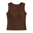 thumbnail image 4 of 2026 New Tank Tops for Women Summer V-Neck Sleeveless Casual Basic Ribbed Slim Fitted Shirts(Coffee,L), 4 of 4