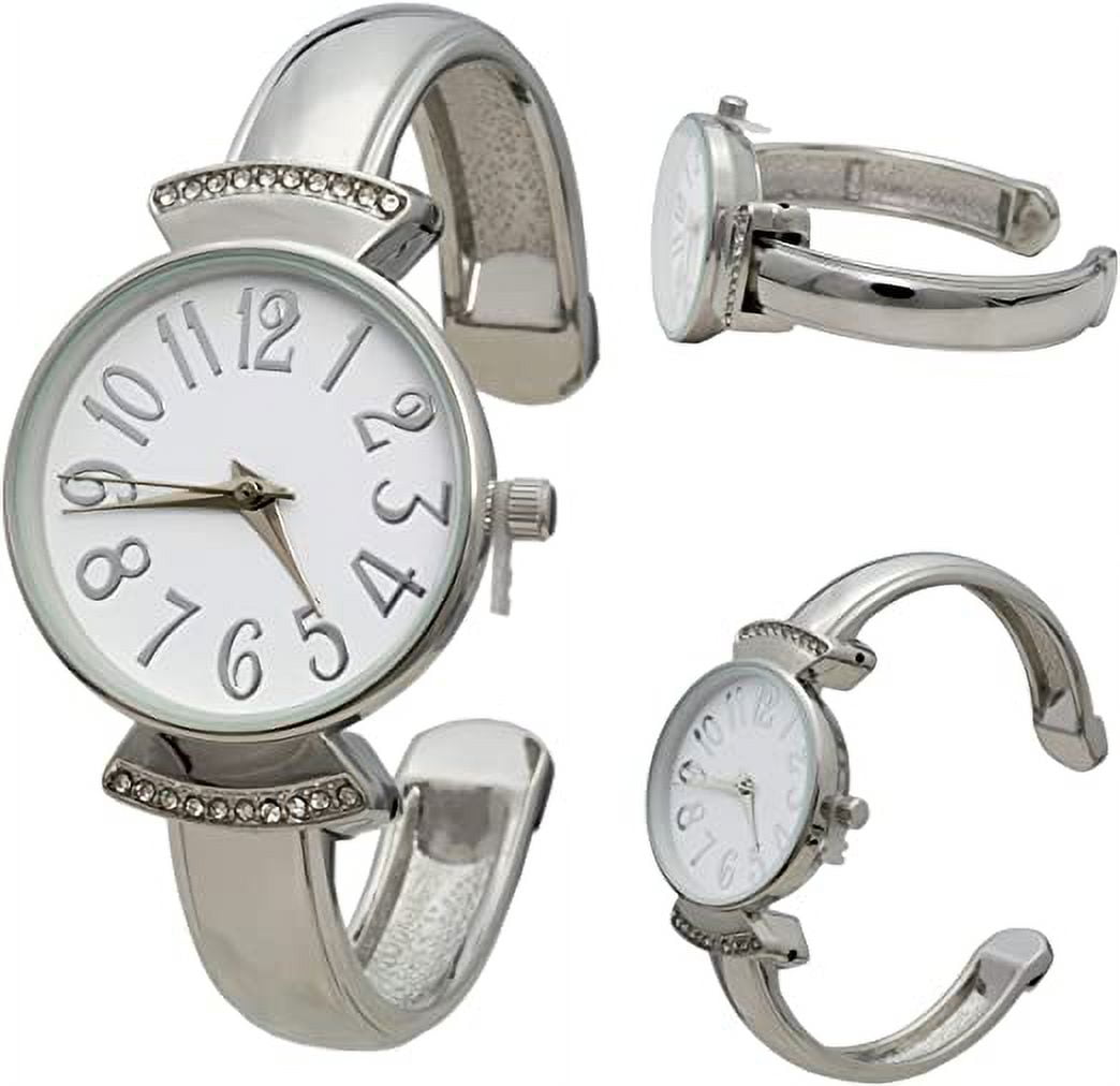 Blekon Collections Womens 29mm Case Large Numbers Narrow Cuff Bangle Watch