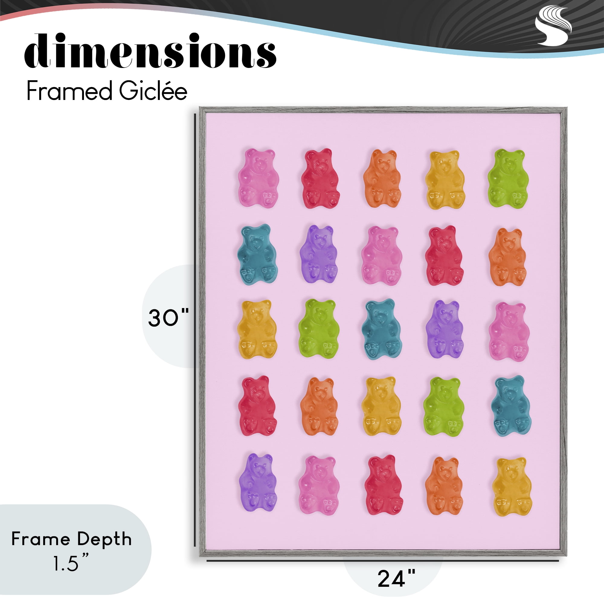Stupell Industries Pastel Gummies on Pink Gray Framed Giclee Art, design by LISH Creative