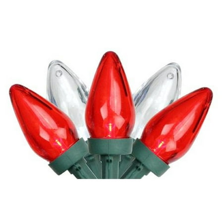 Northlight 25 Red and White LED C7 Christmas Lights on Green (Best C7 Led Christmas Lights)