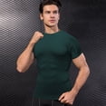 thumbnail image 5 of Paquete de 2 camisetas de compresión de manga corta Cool Dry para hombre, camisetas deportivas de capa base, camiseta de entrenamiento atlético, verde oscuro, negro camuflaje, 5 of 5