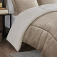 thumbnail image 3 of King Plush To Sherpa Down Alternative Comforter Set,Taupe+Ivory Polyester Household Supplies Décor Bedding Bedding Sets, 3 of 11