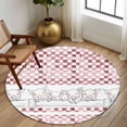 thumbnail image 2 of Round Rugs 7Ft, Red Plaid Farmhouse Round Area Rug Washable Indoor Throw Carpet, Watercolor Cute Country Pigs Checkered Large Non Slip Circle Rug for Dining Room Playroom Home Decor Aesthetic, 2 of 8
