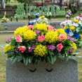 thumbnail image 4 of Sympathy Silks Artificial Cemetery Flowers - Lime Mum and Lavender Rose Saddle for Headstone, 4 of 8
