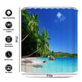 thumbnail image 3 of 3D Palms Ocean Tropical Island Beach Shower Curtain, Fabric Cloth Polyester Waterproof Bath Curtain, Maldives High-Resolution Photography Home Decor Bathroom Textile Leisure Shower Curtain, 3 of 4