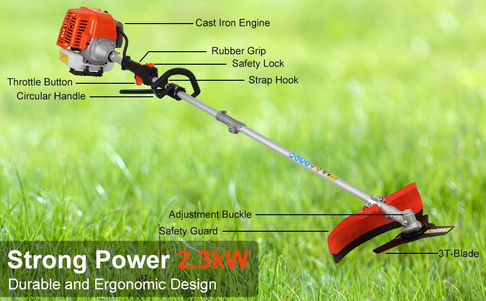 Floseru 52cc 2-Cycle Gas Weed Eater Gas Powe, 5-in-1 Gas Weed Wacker, Brush Cutter Gas Trimmer for Grass and Weed, Hedge Trimmer Gas String Trimmer, Edger, Pole Saw & Pruner