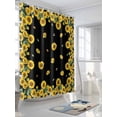 thumbnail image 5 of Sunflower Black Waterproof Fabric Shower Curtain, Watercolor Floral Vintage Farmhouse Shower Curtain for Bathroom Curtains Bathtubs Hotel Washable Shower Curtains with 12 Hooks Extra Long 72x84, 5 of 6