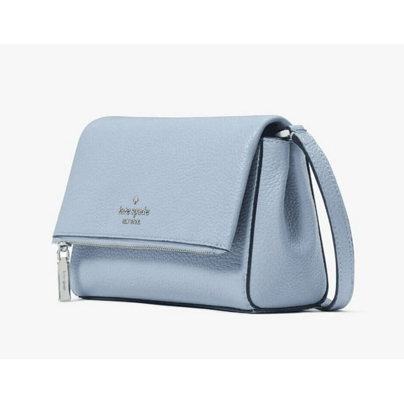 Kate Spade New York Leila Flap Zip Crossbody Pebbled Leather Muted Blue