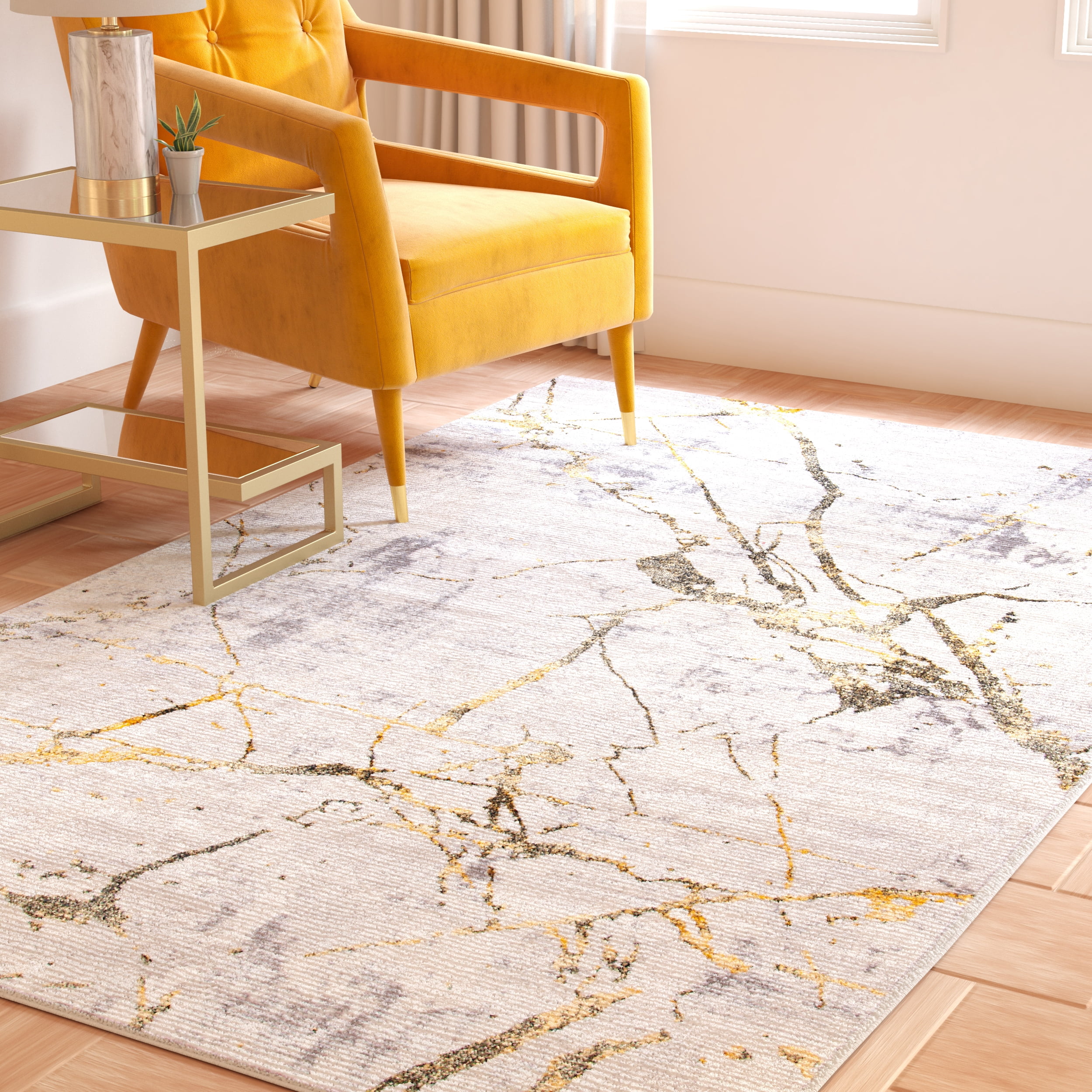 SAFAVIEH Amelia Pemala Abstract Area Rug, Gray/Gold, 12' x 12' Square