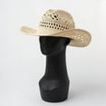 thumbnail image 3 of Woven Straw Cowboy Hat for Women Wide Brim Cowgirl Hat Western Cowboy Hat Men Women Straw Hat for Hiking Fishing, 3 of 11