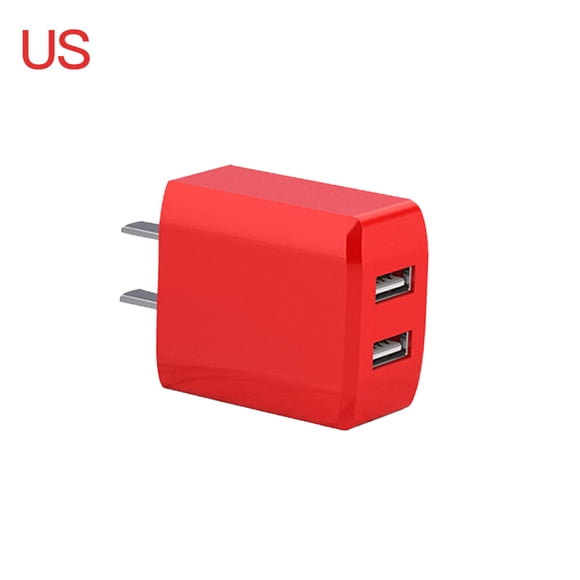 Puertos USB duales Cargador de pared Teléfono rápido de viaje Cargador de tableta Adaptador de carga USB DC 5V 2A Enchufe de EE. UU., Rojo