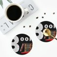 thumbnail image 4 of Honeii Books1 Print Leather Coaster Set of 4, Ideal for Safeguarding Your Furniture from Drinks Spills and Effortless Cleanup-Round Shape, 4 of 6
