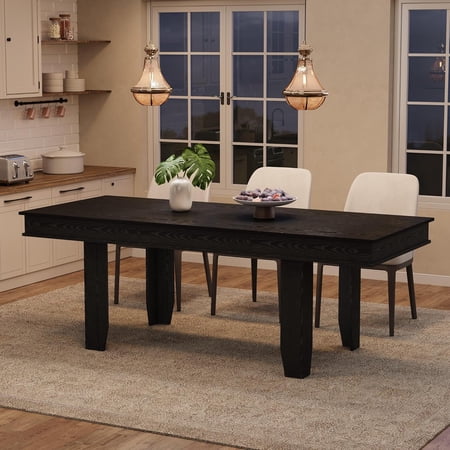 63 in-86.6 in Extendable Dining Room Table for 6-10 Farmhouse Kitchen Tables w/Wooden Sturdy Frame Large Rectangular Dinner Table for Dining Room Kitchen