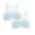 thumbnail image 2 of Zunfee 2 Pack Big Girls' Cotton Bras - 7T, Blue, Wirefree, Vest Style, Seamless, Hypoallergenic, Comfortable Everyday Wear, 2 of 6