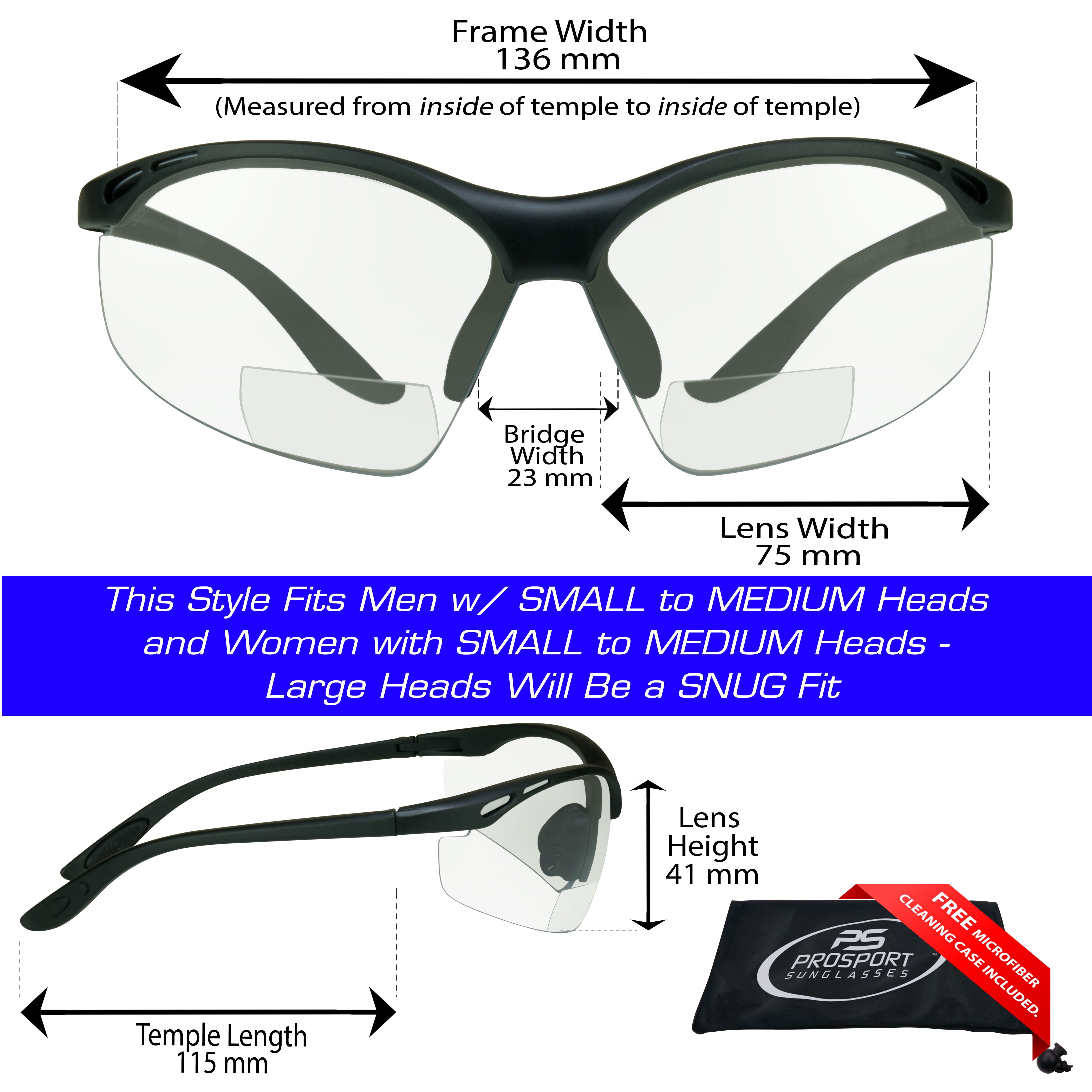 proSPORT Bifocal sunglass Safety Reader Z87 Wrap Around No Slip Grip