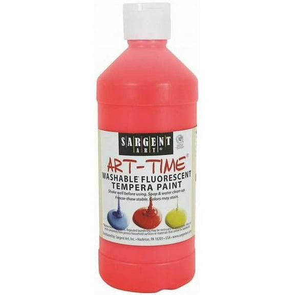 Sargent Art 16-Ounce Art Time Washable Fluorescent Tempera, Red (22-4720)