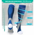 thumbnail image 2 of Calcetines de compresión aptos para deportes calcetines de compresión negros antifatiga alivio del dolor hasta la rodilla medias hombres mujeres, 2 of 5