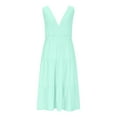 thumbnail image 3 of New Summer Arrivals SMihono Cotton Linen Flowy Maxi Dress for Women Summer Loose V Neck Sleeveless Casual A-Line Tiered Swing Vacation Dresses Mint Green M, 3 of 8