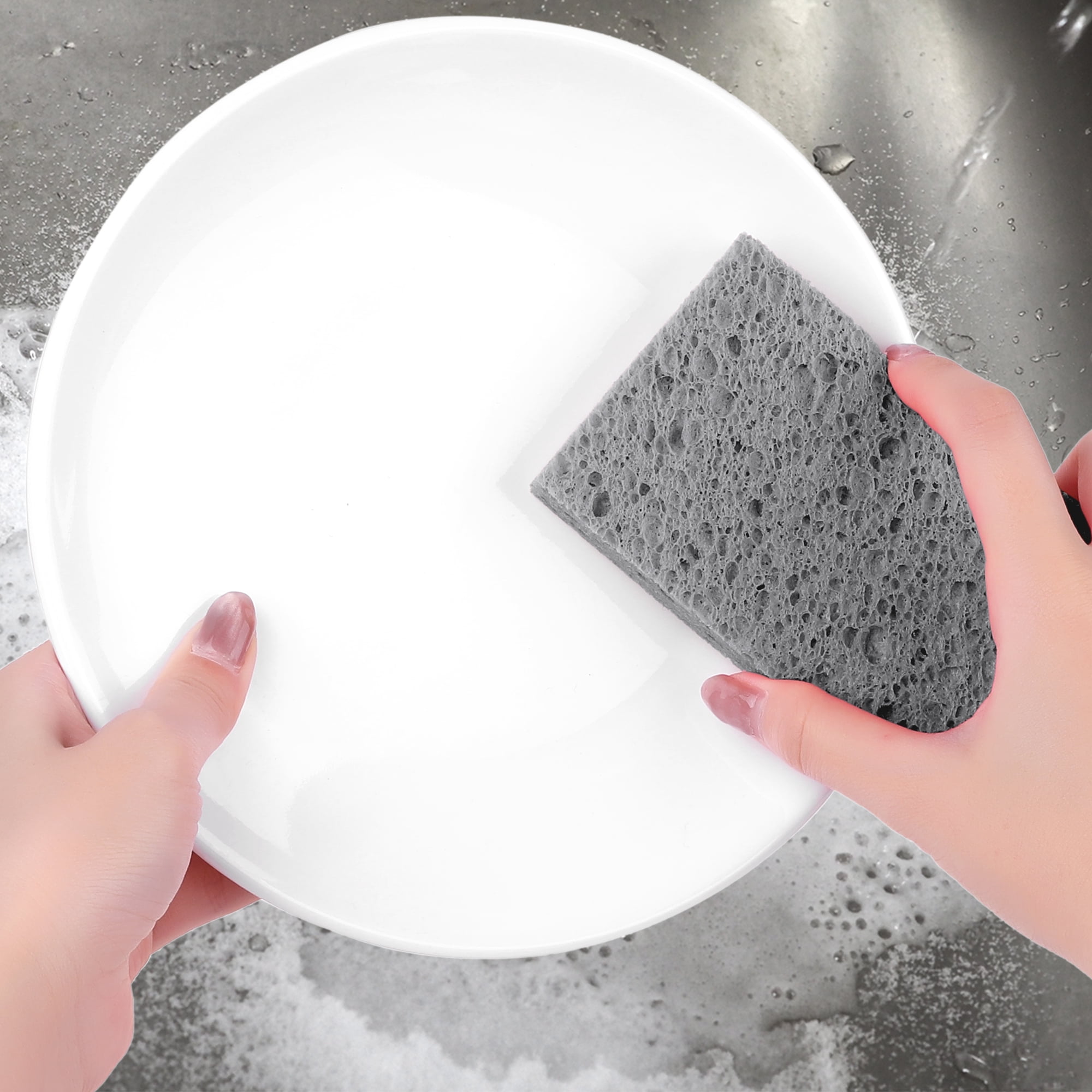 Unique Bargains 6 Pack Non-Scratch Sponges Kitchen Cleaning Sponges Grey 4.3"x2.8"x0.8"