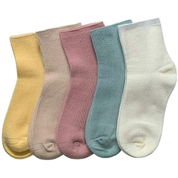 SERISIMPLE Bamboo Stretch Kids Ankle Sock Breathable Lightweight for Preschool Thin Soft Baby Socks 5 Pairs (Assorted1, 3-5 Years)