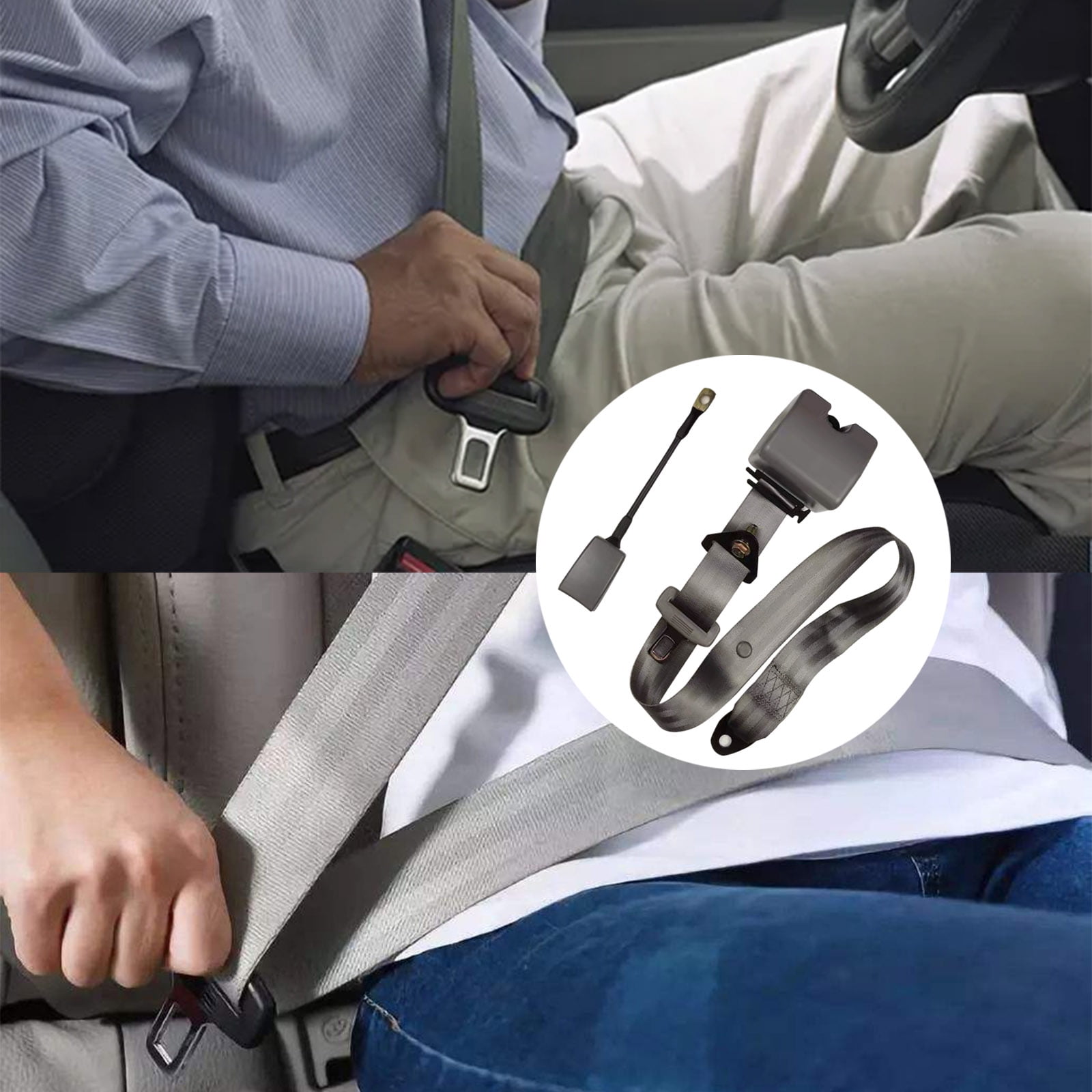 2 Set Universal 3pt Adjustable Retractable Lap Suitable for Modification Belts Kit for Go Kart,Club Golf Cart,Van,UTV,VR, Buggies, Minivan,Pickup and Truck (Gray)