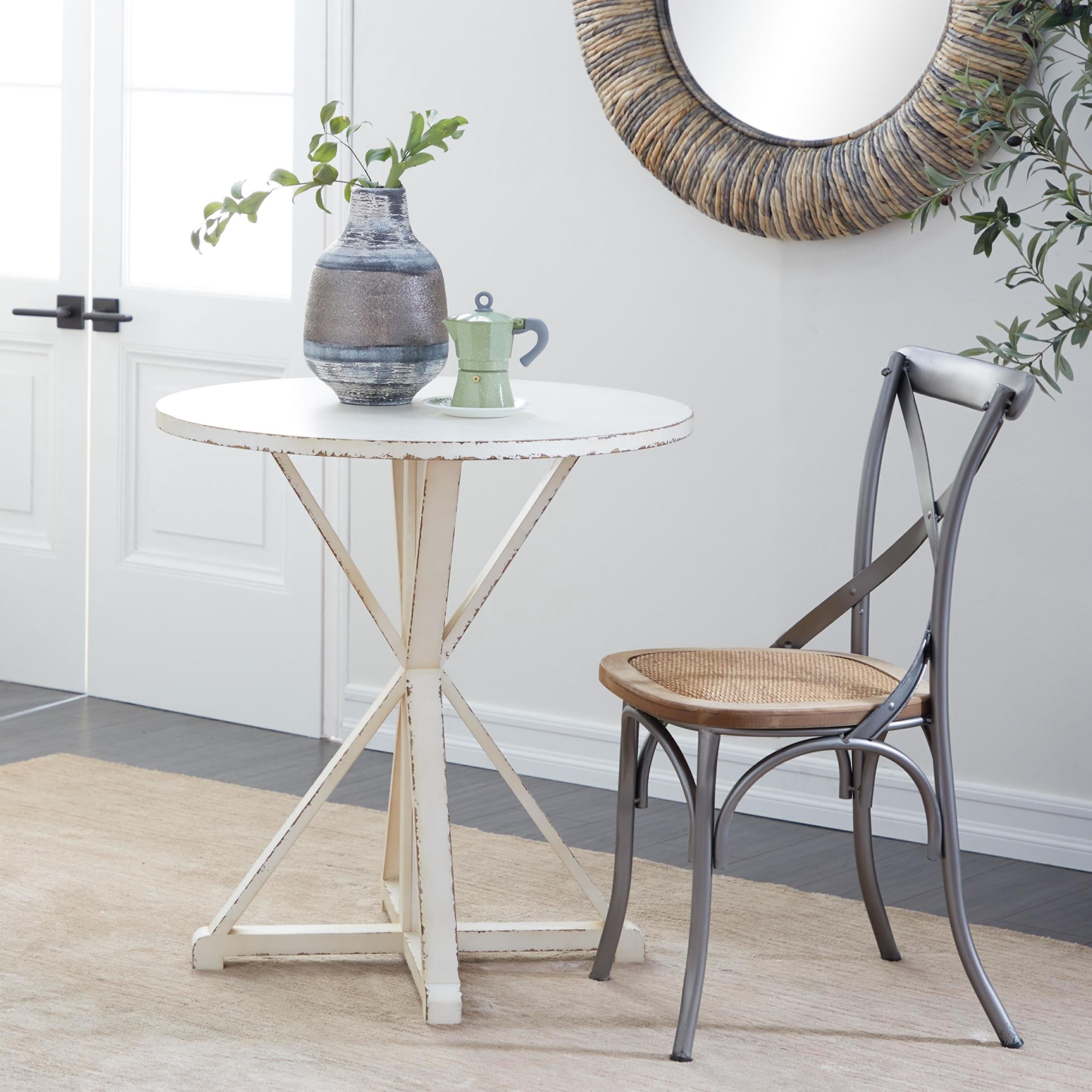 DecMode 29" x 31" White Wood Accent Table with X Shaped Legs, 1-Piece