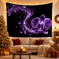 thumbnail image 3 of Purple Orchid and Liquid Splash Against Black Background, Dramatic Fantasy for Art Lovers, Botanical Art Decor, Housewarming Gift, Tapestry Wall Hanging for Bedroom and Living Room, 3 of 7